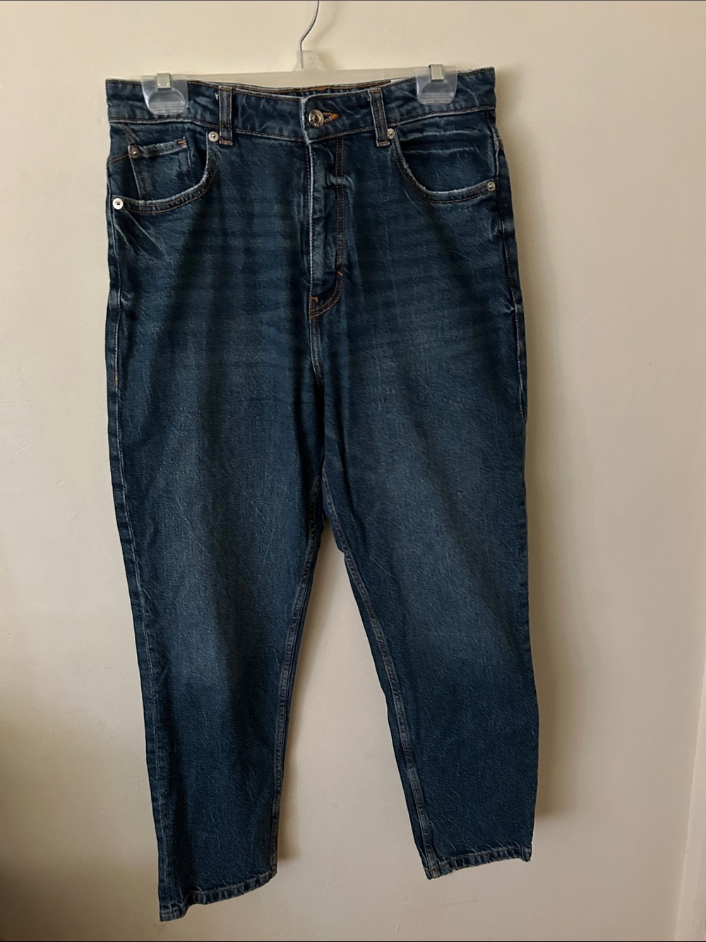 Zara Women's Dark Blue Straight Leg Jeans